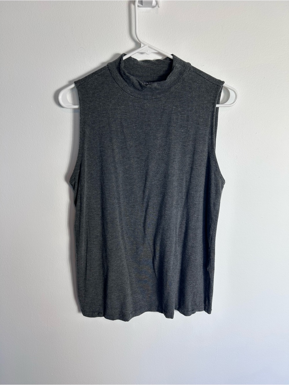 Eileen Fisher Gray Sleeveless Mock Meck Tank Top - Medium